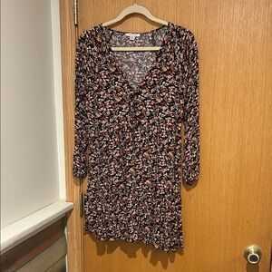 American Eagle Tie-Front Black Floral Mini Dress